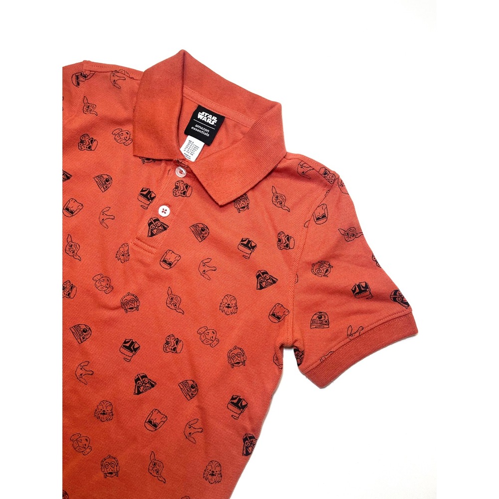 Amazon Essentials Star Wars Kids Polo Shirt Orange Darth Vader Yoda Small S